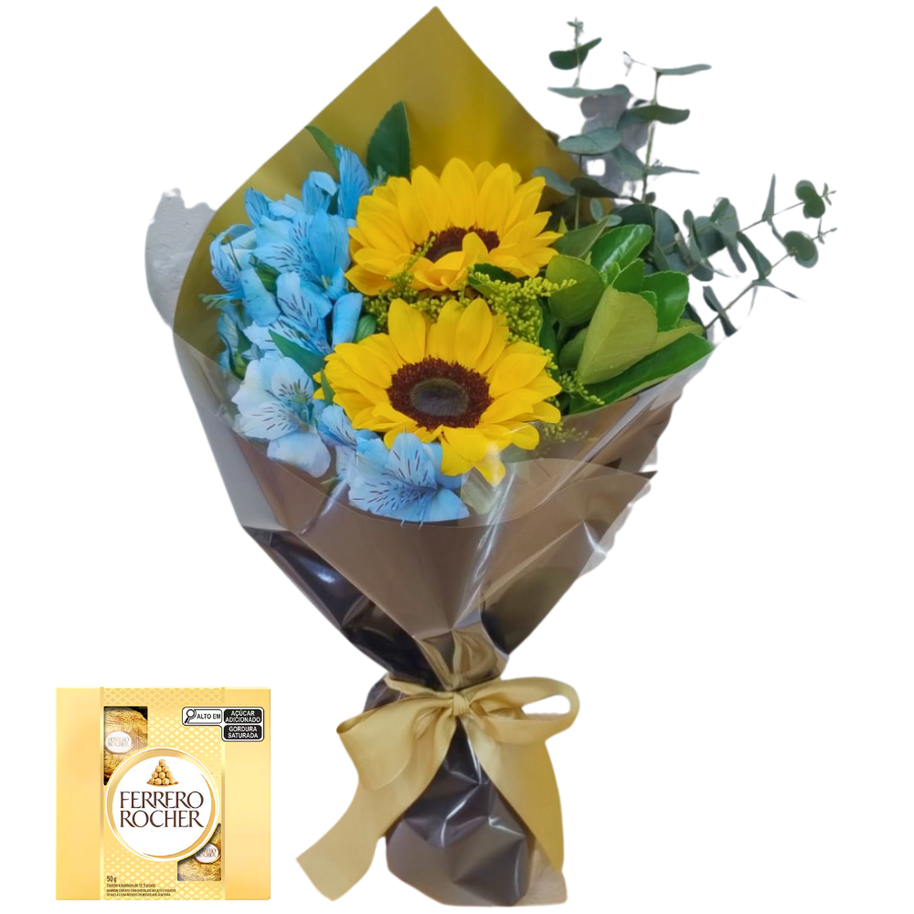 Buqu� 2 Girass�is Com Ferrero Rocher T4