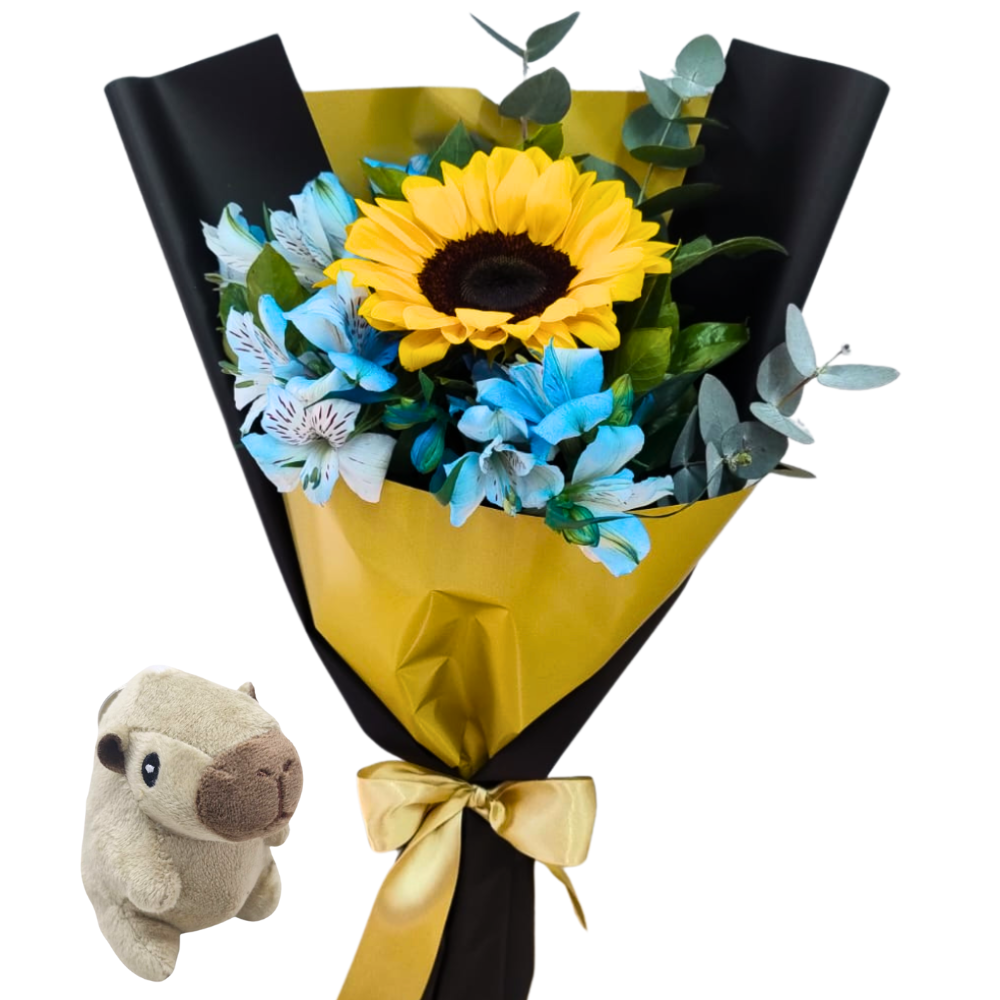 Girassol Para Presente Com Chaveiro Capivara