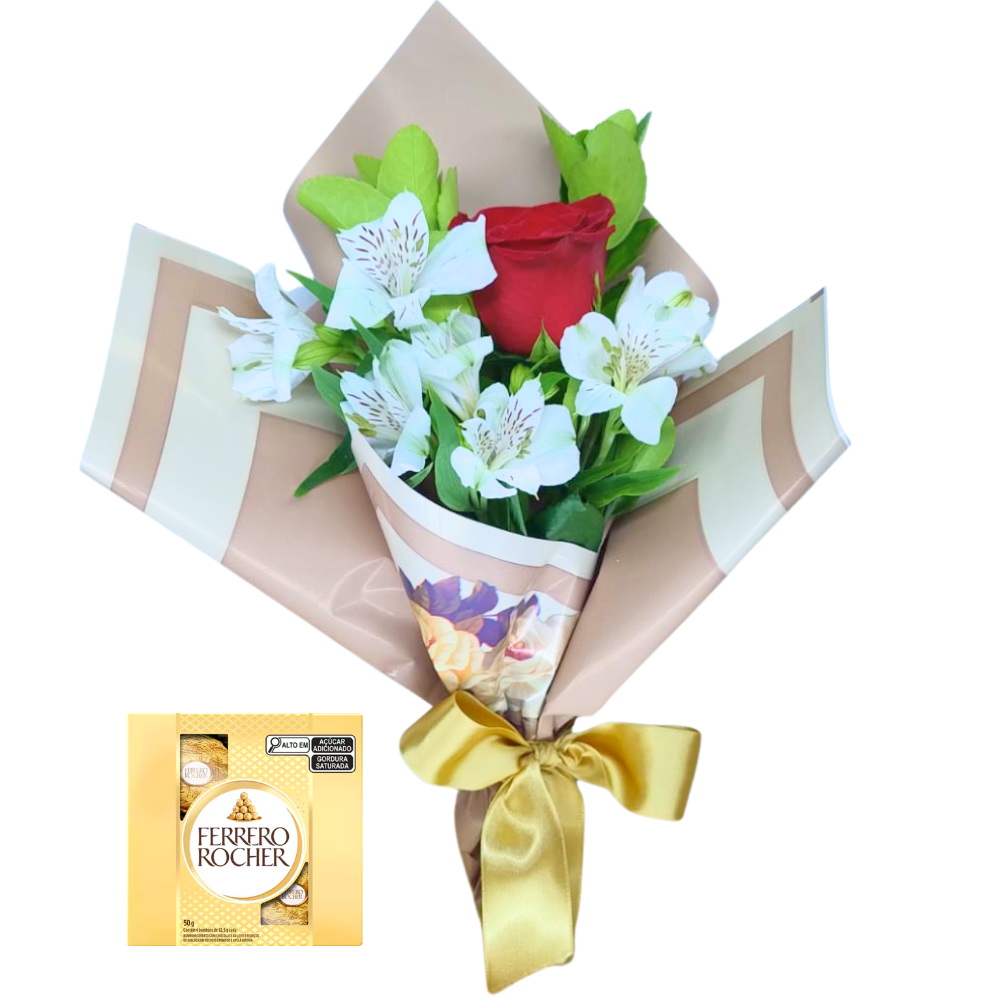 Mini Buqu� Rosa - Para Presente Com Ferrero Rocher