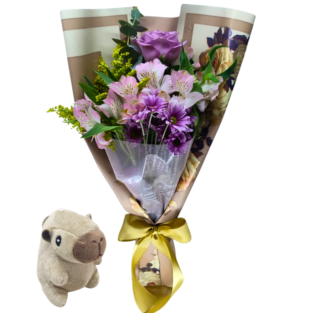 Mini Buqu� Para Presente Com Chaveiro Capivara