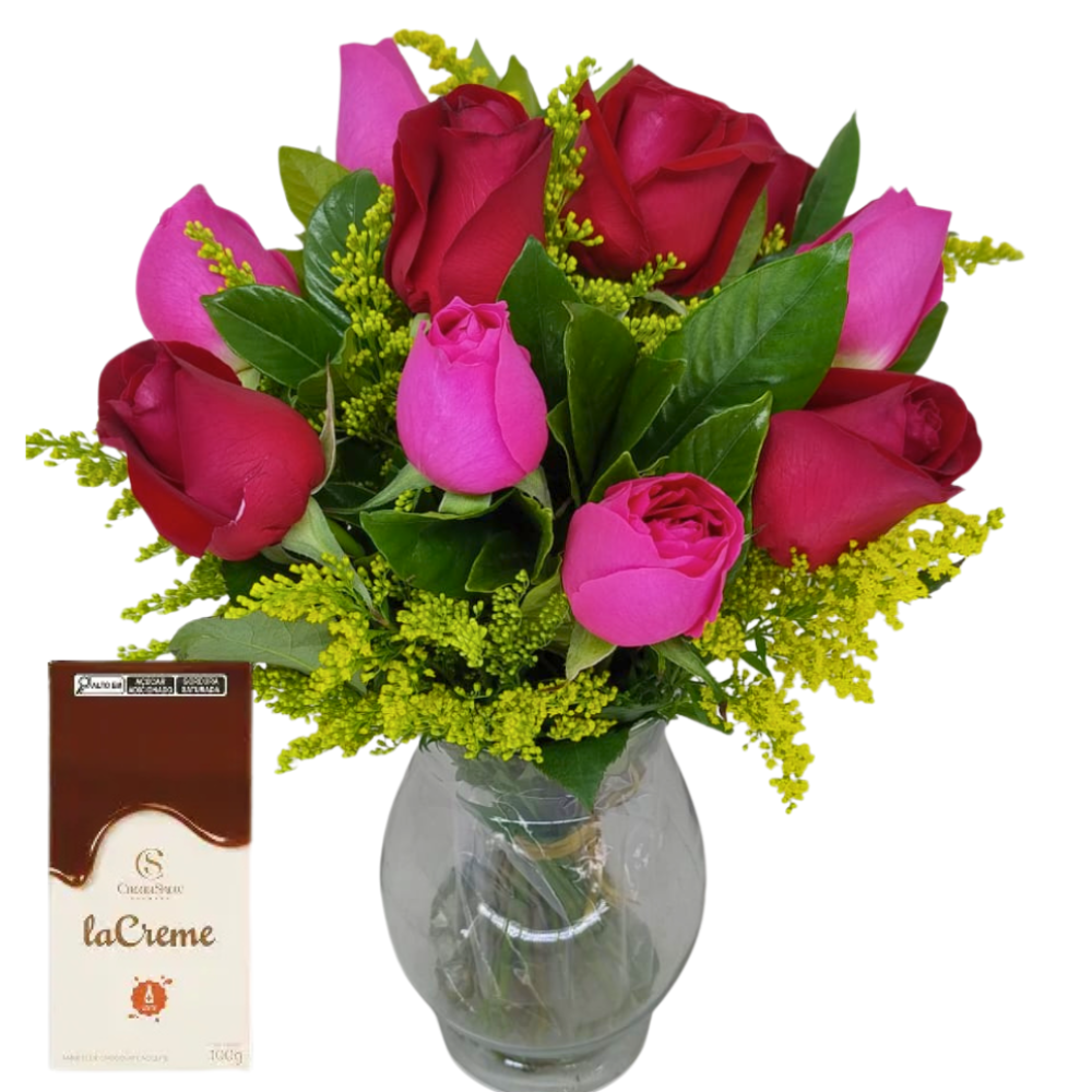 Arranjo De Rosas No Vidro Chocolate Cacau Show