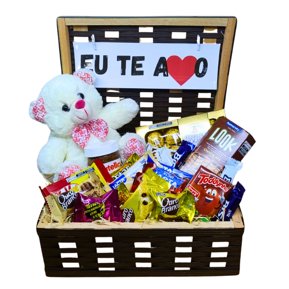 Cesta de Chocolate Com Pel�cia 