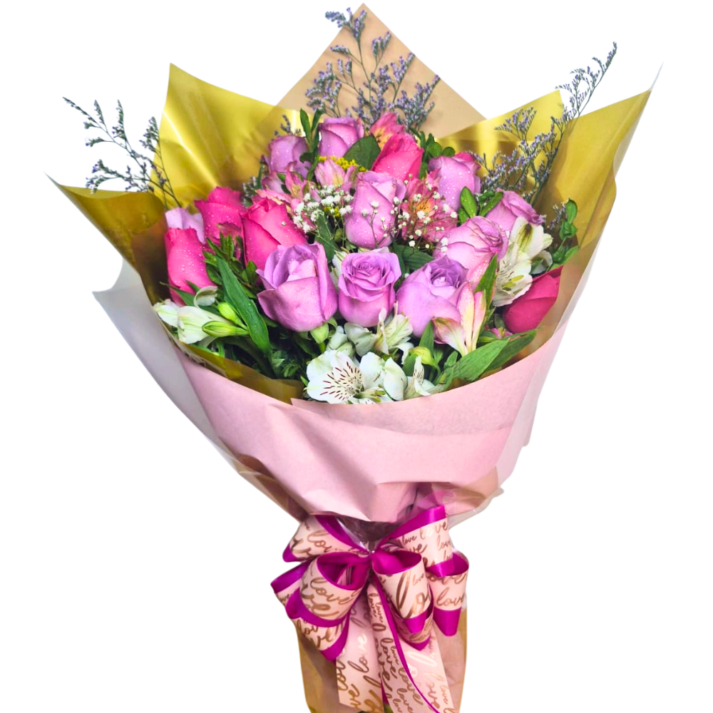 Buqu� 17 Rosas Lil�s e Pink � Bicolor