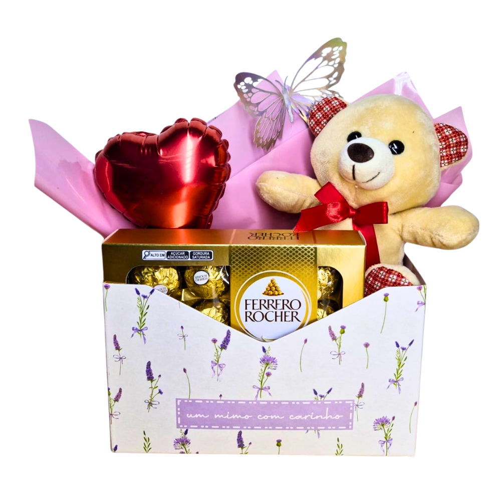 Mini Cesta Ferrero com Pel�cia � Amor R�pido