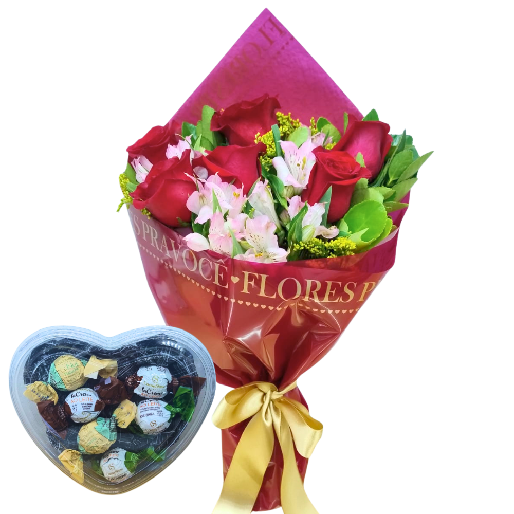 Buqu� 6 Rosas com 06 Trufas Cacau Show