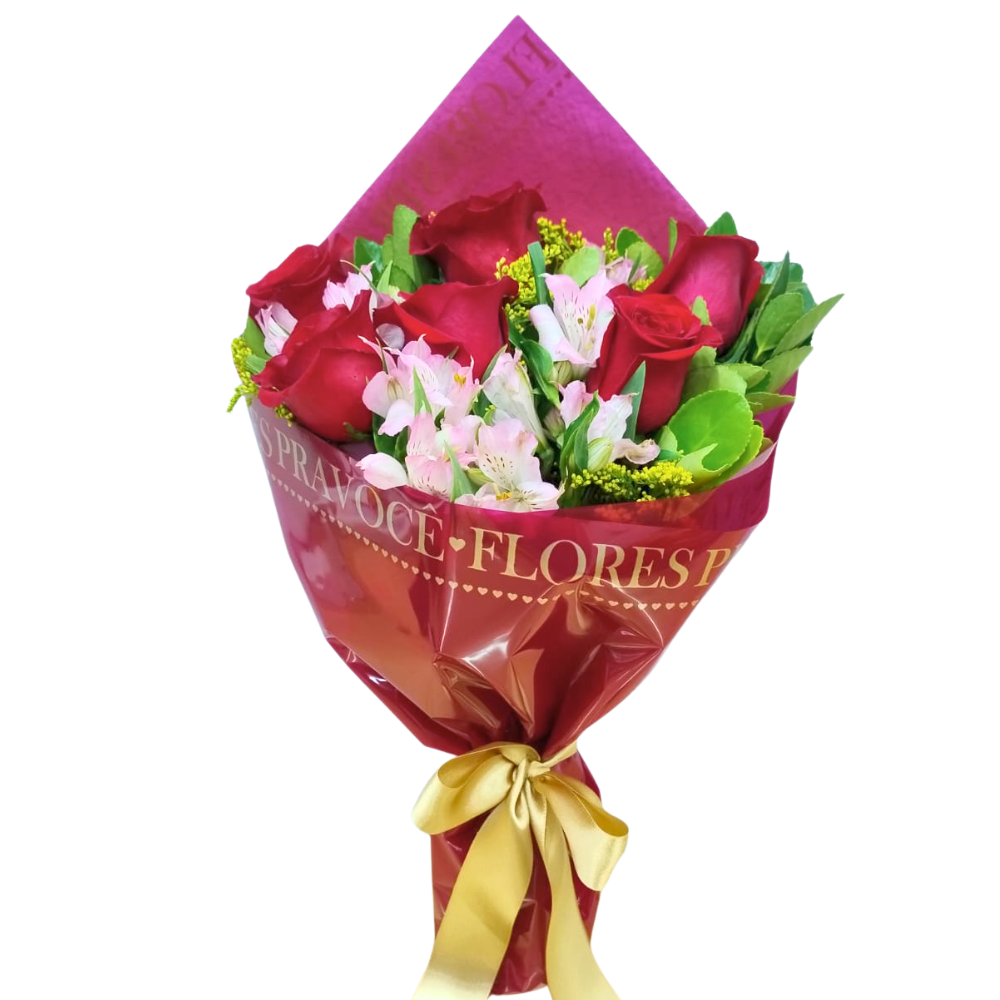 Buqu� Cl�ssico 6 Rosas Vermelhas