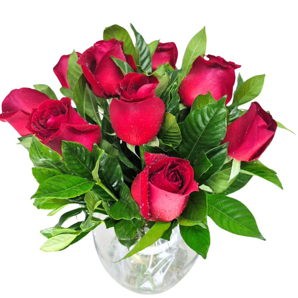 Arranjo Rosas Vermelhas no Vidro